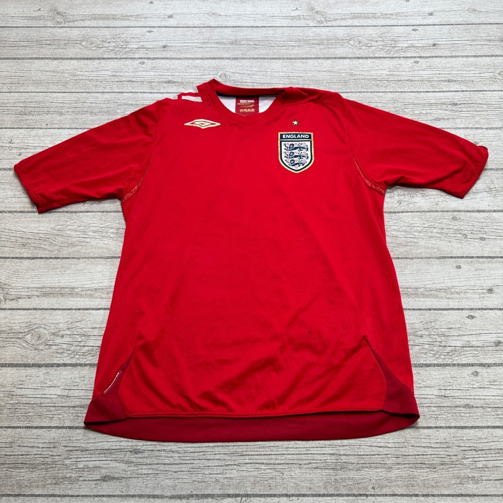 Umbro England Soccer Jersey Mens Large Red National Team Away Kit Football Shirt